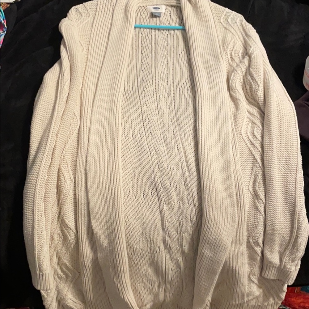 Cream Colored Long Knit Cardigan